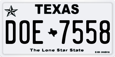 TX license plate DOE7558