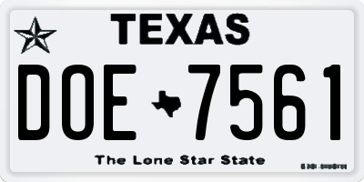 TX license plate DOE7561