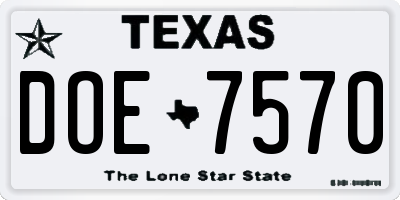 TX license plate DOE7570
