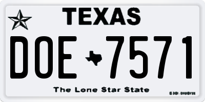 TX license plate DOE7571