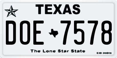 TX license plate DOE7578