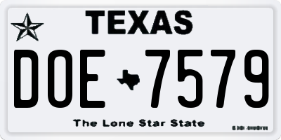 TX license plate DOE7579