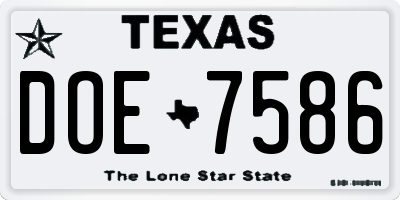 TX license plate DOE7586