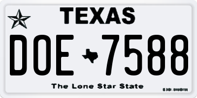TX license plate DOE7588
