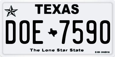 TX license plate DOE7590