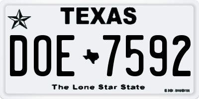 TX license plate DOE7592