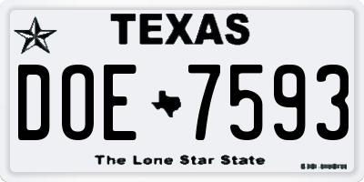 TX license plate DOE7593