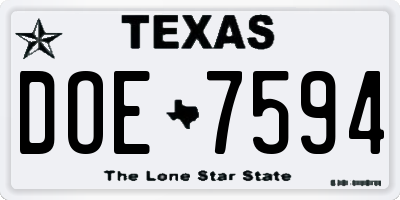 TX license plate DOE7594