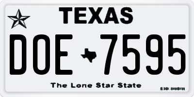 TX license plate DOE7595