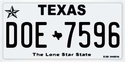 TX license plate DOE7596