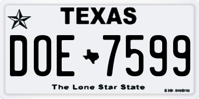 TX license plate DOE7599