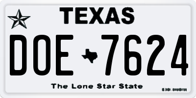 TX license plate DOE7624