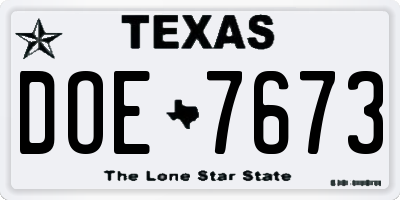 TX license plate DOE7673