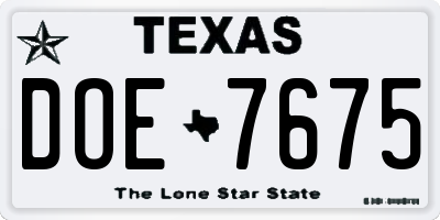 TX license plate DOE7675