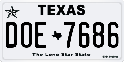 TX license plate DOE7686