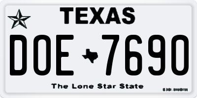 TX license plate DOE7690