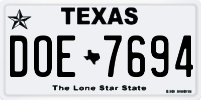 TX license plate DOE7694