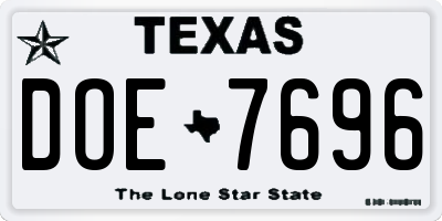TX license plate DOE7696
