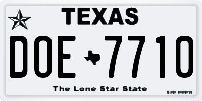 TX license plate DOE7710