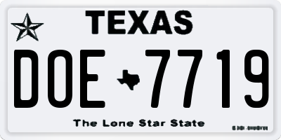 TX license plate DOE7719