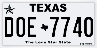 TX license plate DOE7740