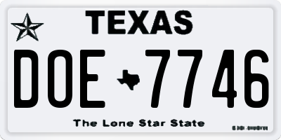 TX license plate DOE7746