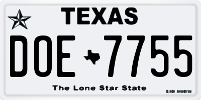 TX license plate DOE7755
