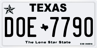 TX license plate DOE7790