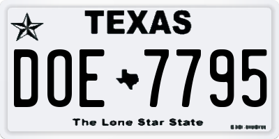 TX license plate DOE7795