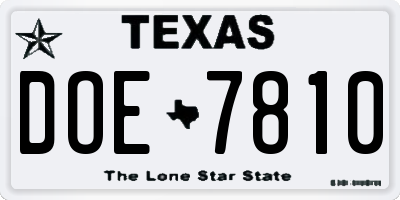 TX license plate DOE7810