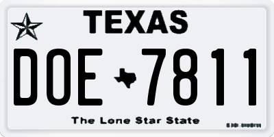 TX license plate DOE7811