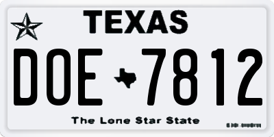 TX license plate DOE7812