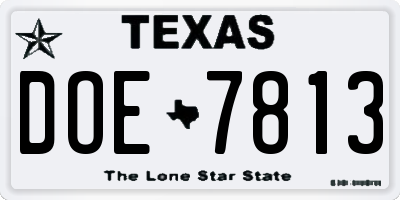 TX license plate DOE7813