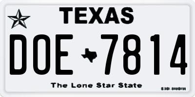 TX license plate DOE7814