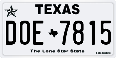 TX license plate DOE7815