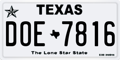 TX license plate DOE7816
