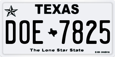 TX license plate DOE7825