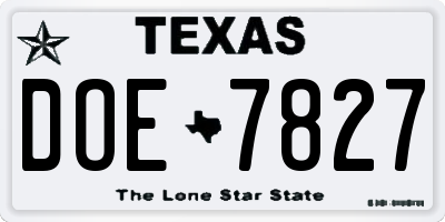 TX license plate DOE7827