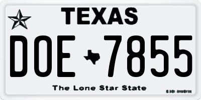 TX license plate DOE7855
