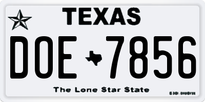 TX license plate DOE7856