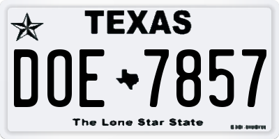 TX license plate DOE7857
