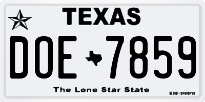 TX license plate DOE7859