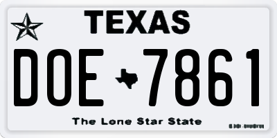 TX license plate DOE7861