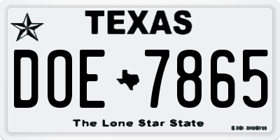 TX license plate DOE7865
