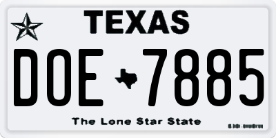 TX license plate DOE7885