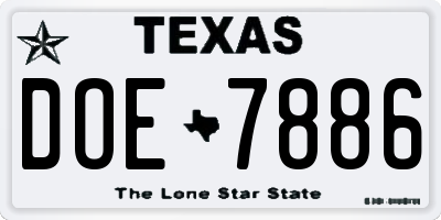 TX license plate DOE7886