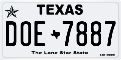 TX license plate DOE7887