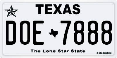 TX license plate DOE7888
