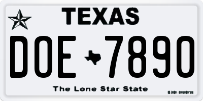 TX license plate DOE7890