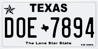 TX license plate DOE7894